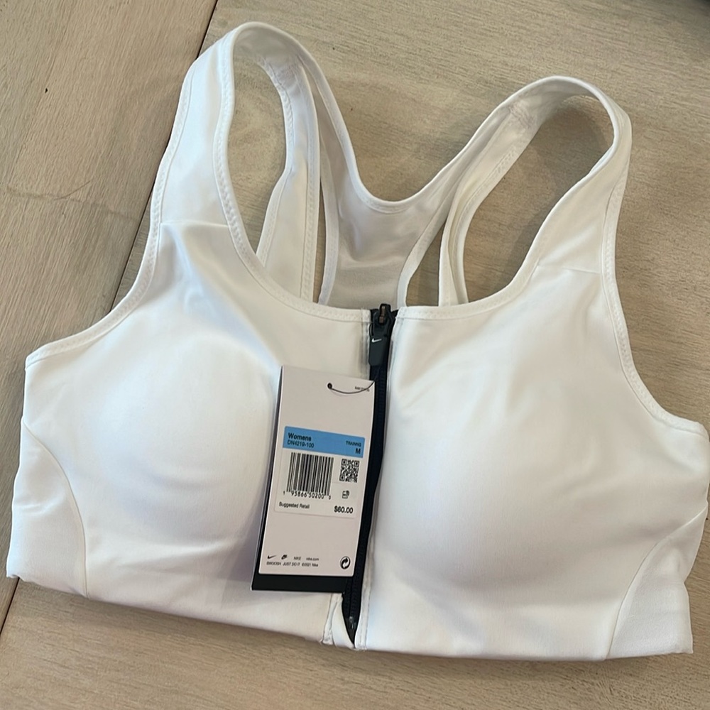 White women’s dry fit NIKE sports bra high support